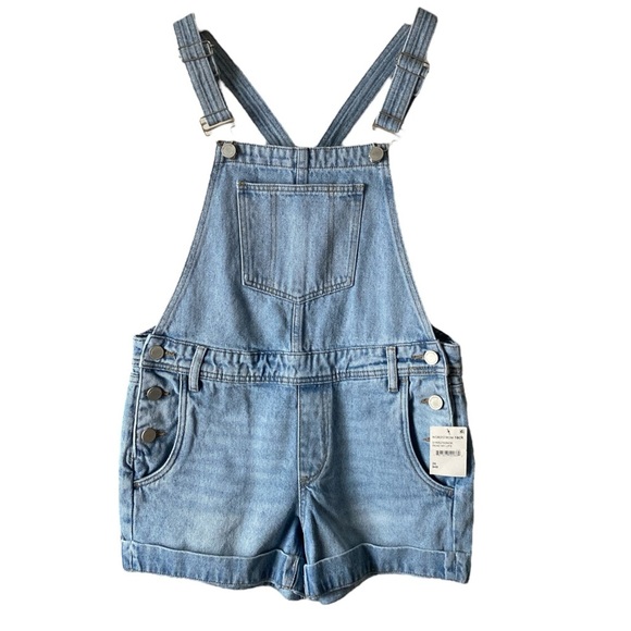 BLANKNYC Women’s Size 26 Light Blue Shorttall Cuffed Hem Cotton Denim Overalls - Picture 5 of 9